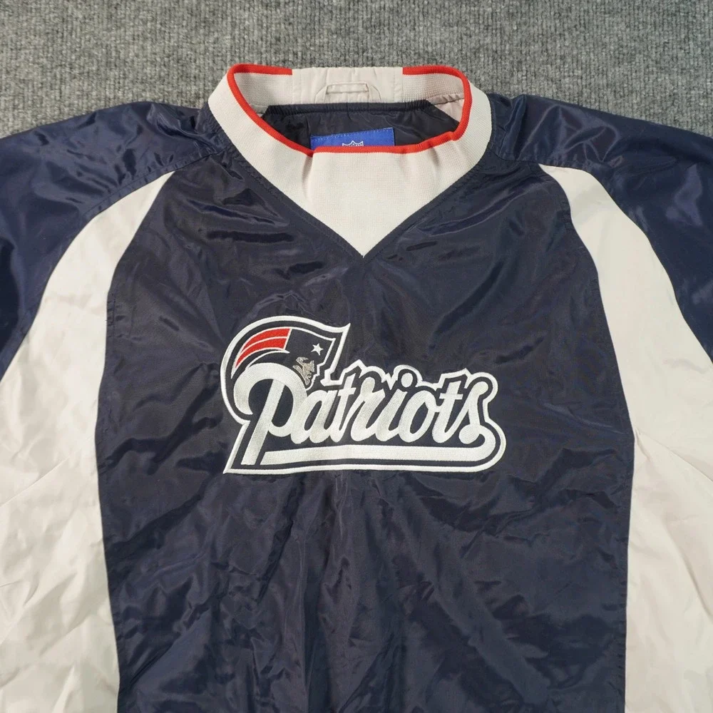 Reebok Windbreaker Pullover Mens Medium Blue New England Patriots NFL Side Zip